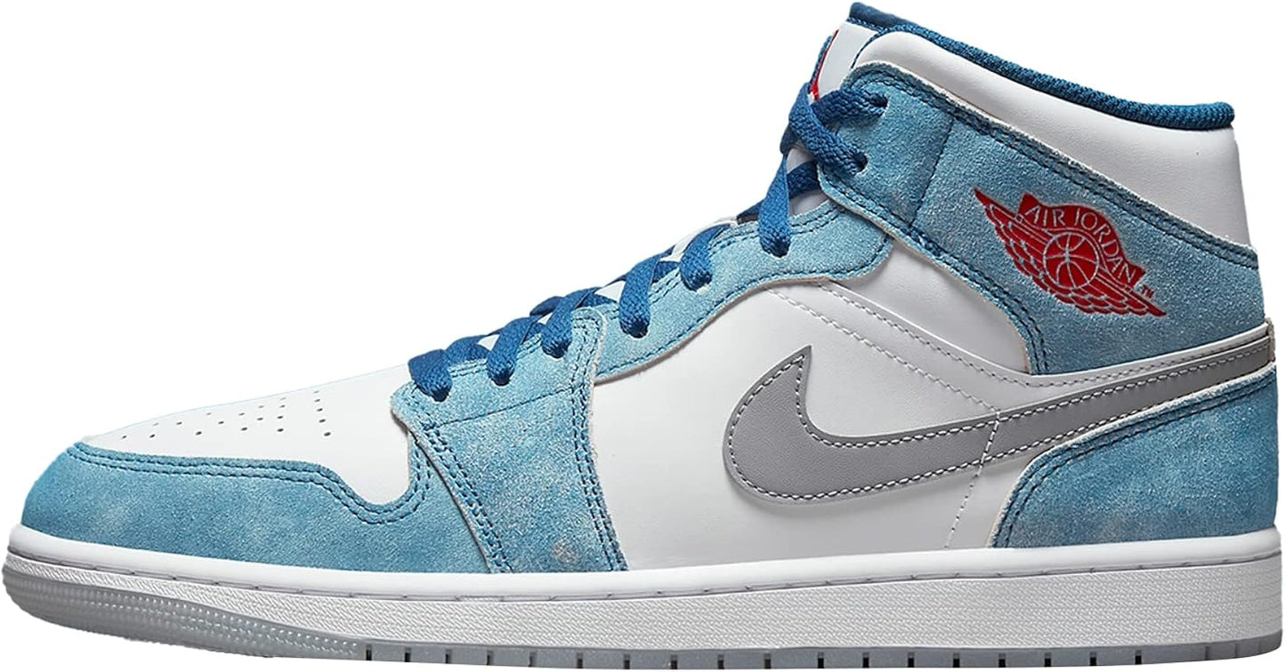 Air Jordan 1 Mid - French Blue/Fire Red-White