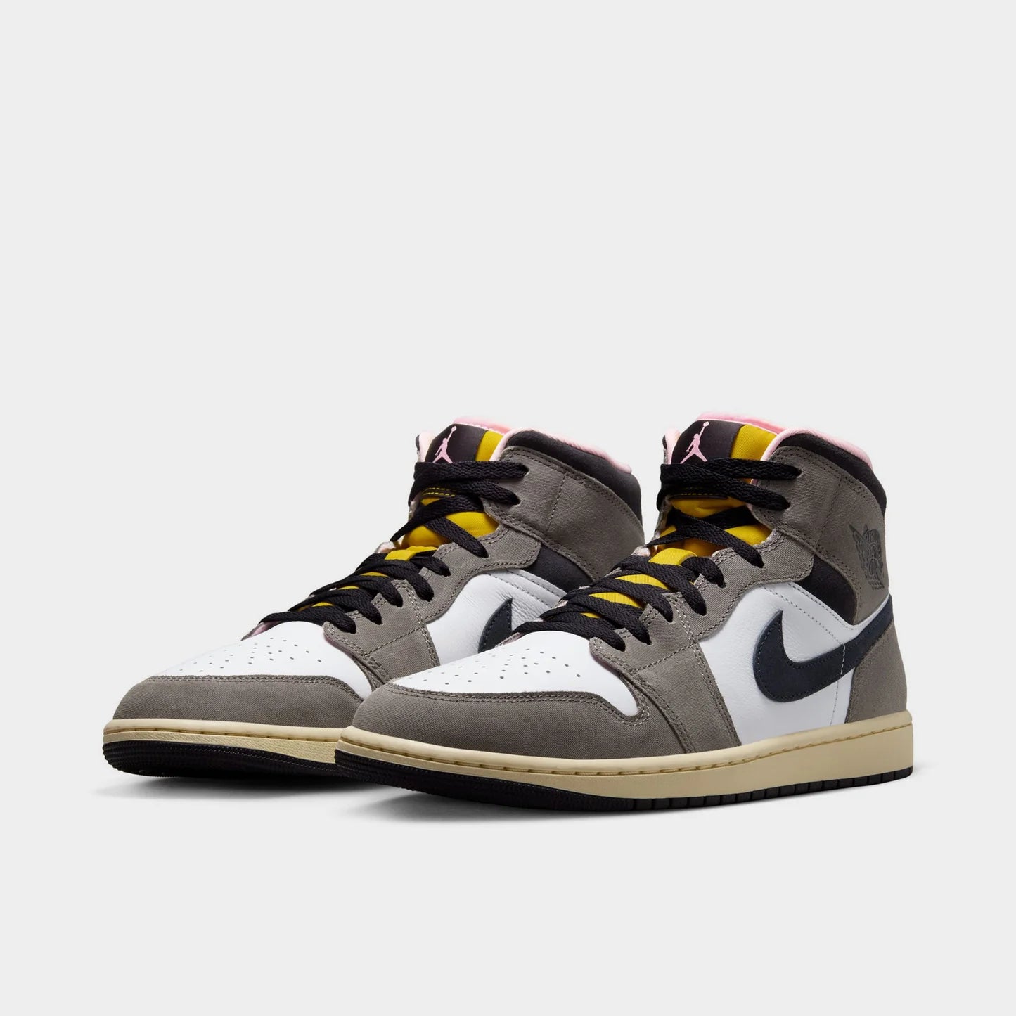 Air Jordan 1 Mid SE - White/Oil Grey-Cave Stone