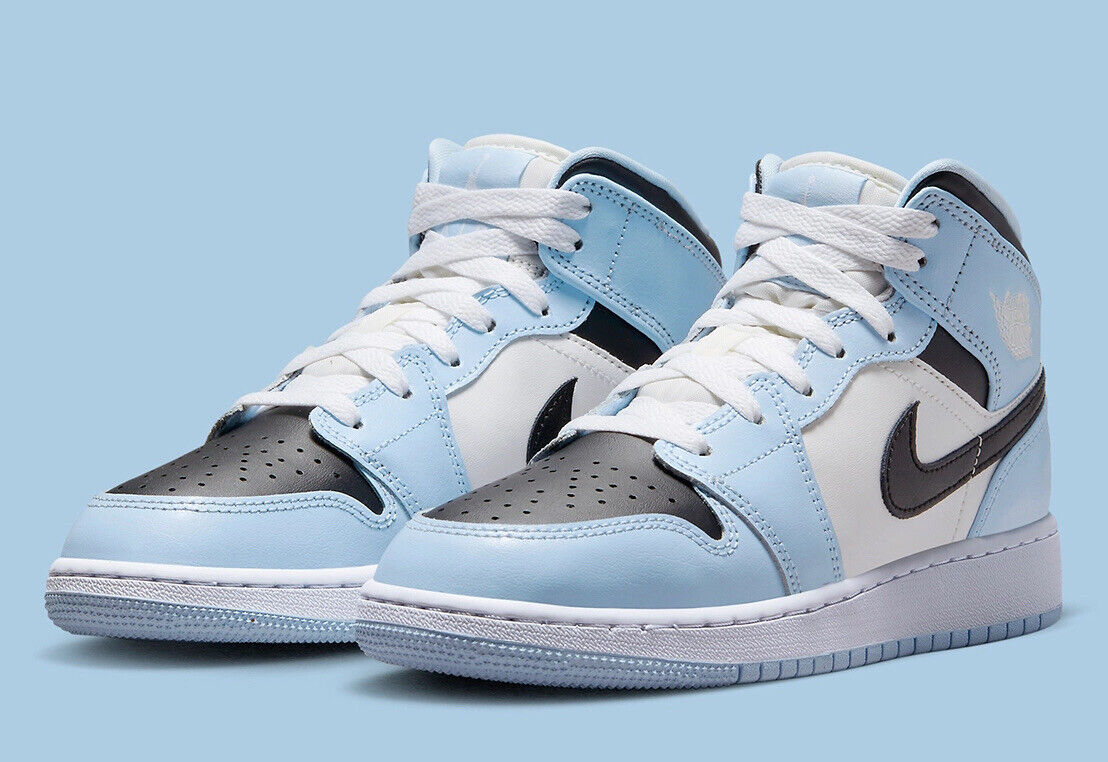 Air Jordan 1 Mid (GS) - Ice Blue/Black Sail-White