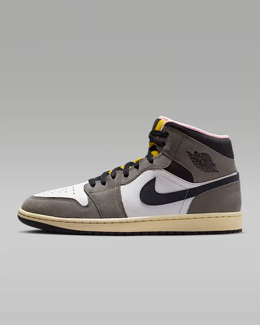 Air Jordan 1 Mid SE - White/Oil Grey-Cave Stone