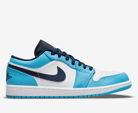 Jordan 1 Low (GS) - White/DK Powder Blue-Obsidian