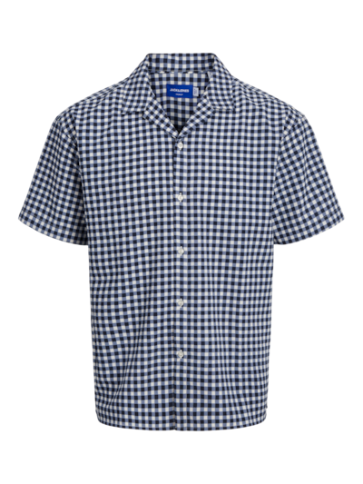 JORJEFF JACQUARD SHIRT SS LN STYD24 - Sky Captain/Checks