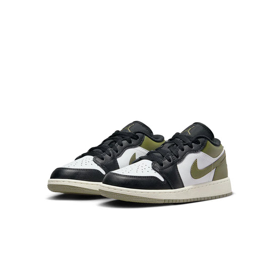 Air Jordan 1 Low (GS) - Black/White-Medium Olive