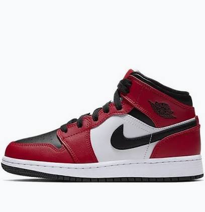 AIR JORDAN 1 MID (GS) - BLACK/BLACK-GYM RED